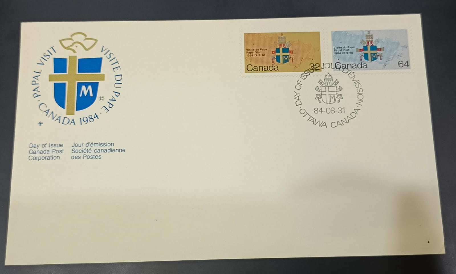 canada papal visit 1984 2 stamps
